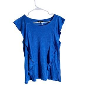 STATE Blue Ruffle Flutter Sleeve Top  Size Small